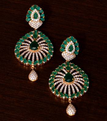 Emerald and AAA CZ Stone Embellished American Diamond Earrings 216ED56 1