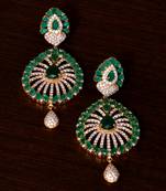 Emerald and AAA CZ Stone Embellished American Diamond Earrings 216ED56