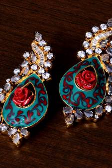 Meenakari Worked Enameled American Diamond Earrings 216ED65