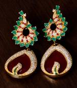 Emerald and Ruby Stone Embellished Designer American Diamond Earrings 216ED96