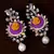 Pearl and American Diamond Embellished Purple Earrings 216ED126