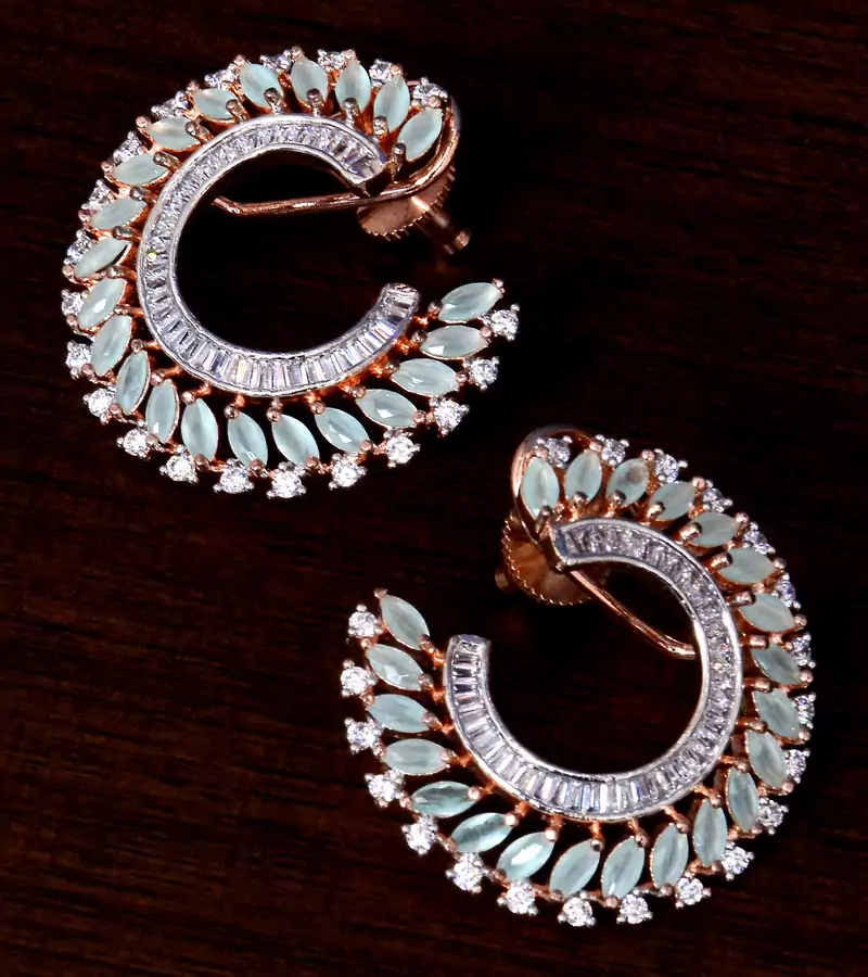 Peach Colored and AAA CZ Embellished American Diamond Earrings 216ED251