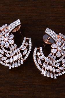 Rose Gold Plated AAA CZ Embellished American Diamond Earrings 216ED252