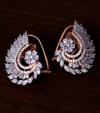 Rose Gold Plated AAA CZ Embellished American Diamond Earrings 216ED253 1