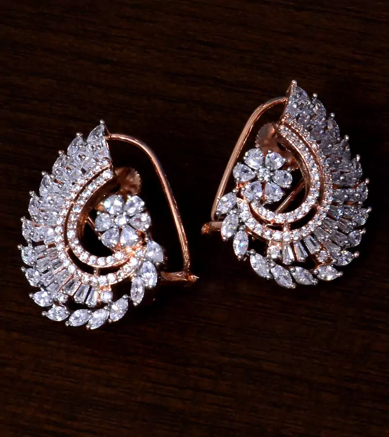 Rose Gold Plated AAA CZ Embellished American Diamond Earrings 216ED253