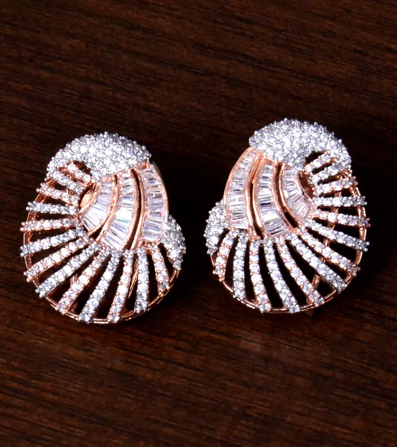 Rose Gold Plated AAA CZ Embellished American Diamond Earrings 216ED254