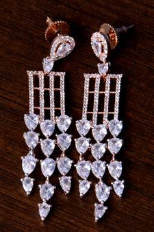 Rose Gold Plated AAA CZ Embellished American Diamond Earrings 216ED255