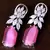 Rhodium Plated Baby Pink and AAA CZ Embellished American Diamond Earrings 216ED261