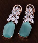 Rose Gold Plated Peach and AAA CZ Embellished American Diamond Earrings 216ED265