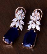 Rose Gold Plated Sapphire and AAA CZ Embellished American Diamond Earrings 216ED267