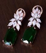 Rose Gold Plated Green and AAA CZ Embellished American Diamond Earrings 216ED268