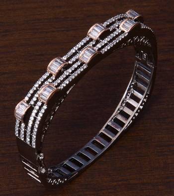 Black and Rose Gold Plated AAA CZ Embellished American Diamond Bracelet BD417 1