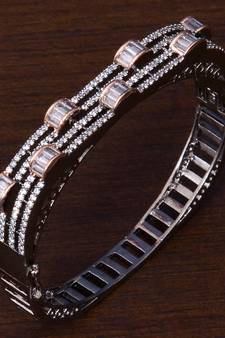 Black and Rose Gold Plated AAA CZ Embellished American Diamond Bracelet BD417