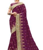 Trendmalls Purple embroidered silk saree with blouse 