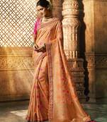 Light Orange Woven Pure Silk Saree With Blouse