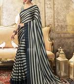 Black printed chiffon saree with blouse