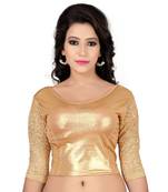 Gold Lycra Stretchable Readymade Blouse Long Sleeve