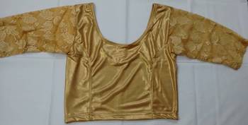 Gold Lycra Stretchable Readymade Blouse Long Sleeve 3