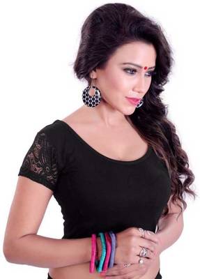 Black Lycra Stretchable Readymade Blouse  1