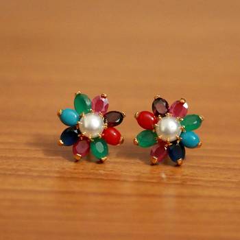 Multicolor Pearl Studs 1
