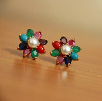 Multicolor Pearl Studs 2