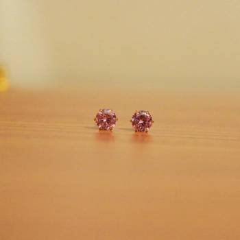 Pink cubic zirconia studs 1