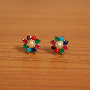 Multicolor Pearl Studs 1