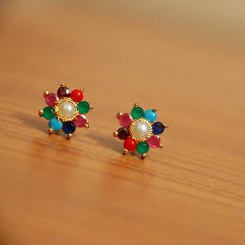 Multicolor Pearl Studs 2