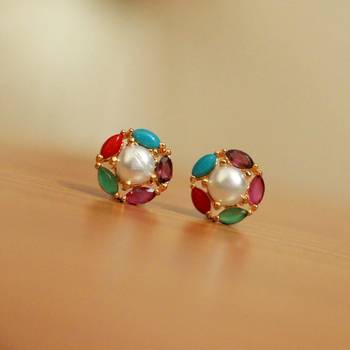Multicolor Pearl Studs 2