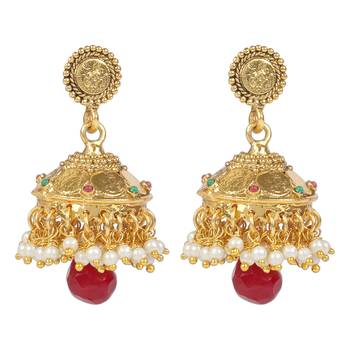 Multicolor Red Green Coin Ginni South Indian Jhumkas Jhumki Jhumke Jimmiki Kammal 1