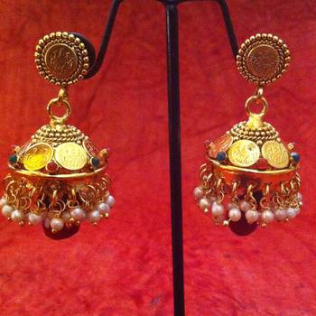 Multicolor Red Green Coin Ginni South Indian Jhumkas Jhumki Jhumke Jimmiki Kammal 2