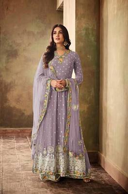 Purple embroidered net salwar 1
