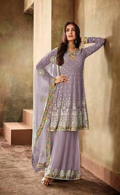Purple embroidered net salwar 2
