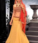Yellow net Lehenga with Orange Dupatta