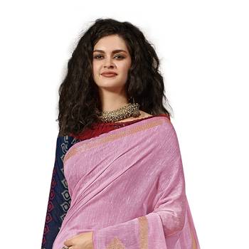 Pink woven cotton silk saree with blouse 2