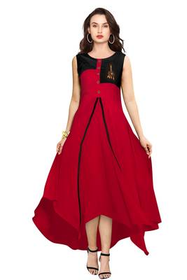 Red printed rayon party-wear-kurtis 1