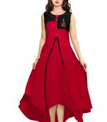 Red printed rayon party-wear-kurtis