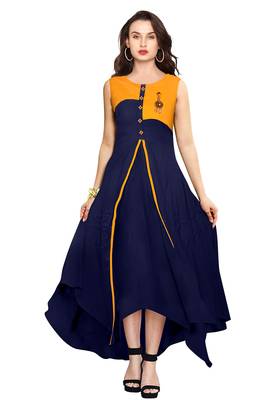 Blue printed rayon party-wear-kurtis 1