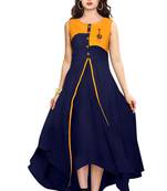 Blue printed rayon party-wear-kurtis