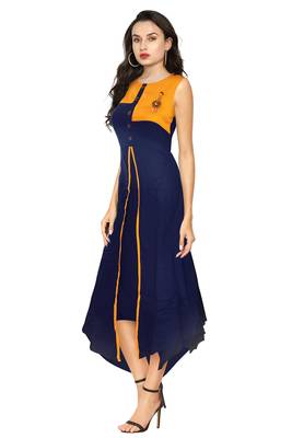 Blue printed rayon party-wear-kurtis 2