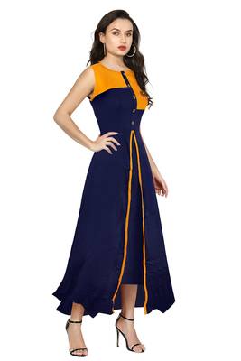 Blue printed rayon party-wear-kurtis 3