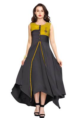 Grey printed rayon party-wear-kurtis 1