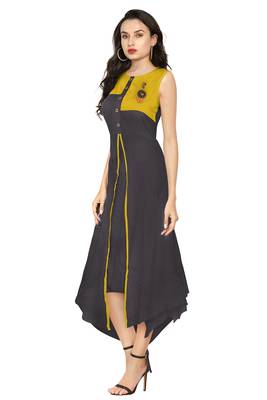 Grey printed rayon party-wear-kurtis 2