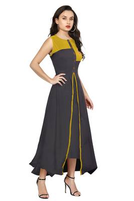 Grey printed rayon party-wear-kurtis 3