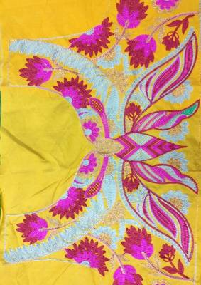 Yellow embroidered georgette semi stitched lehenga 3