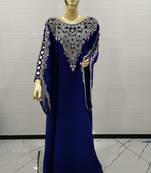 Blue Embroidered Georgette Islamic Kaftans