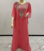 Pink Embroidered Georgette Islamic Kaftans