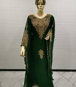 Green Embroidered Georgette Islamic Kaftans