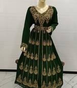 Green Embroidered Georgette Islamic Kaftans