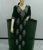 Green Embroidered Georgette Islamic Kaftans